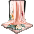Pink Dragonfly and Lotus Flower Painting Elegant 90x90cm Satin Silk Scarf for Women - Double-Sided Printed Square Headscarf Shawl Wrap - Lightweight Versatile Fashion Accessory for Mother's Day Gift
