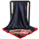 Blue Dragonfly and Lotus Flower Painting Elegant 90x90cm Satin Silk Scarf for Women - Double-Sided Printed Square Headscarf Shawl Wrap - Lightweight Versatile Fashion Accessory for Mother's Day Gift