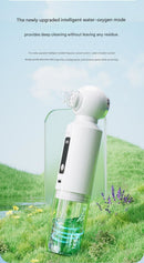 White Heated Micro-Bubble Blackhead Remover Vacuum Pore Cleaner - 46C Hot Compress Electric Water Cycle Facial Cleansing Device with 6 Suction Heads 3 Modes
