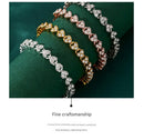 2-piece Aureate and  Rose Gold Luxury Crystal Heart Tennis Bracelet - European Roman Style Pave CZ Diamond Link Chain - Elegant Gold Silver Rose Gold Plated Fashion Jewelry for Women