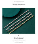 2-piece Silvery and  Rose Gold Luxury Crystal Heart Tennis Bracelet - European Roman Style Pave CZ Diamond Link Chain - Elegant Gold Silver Rose Gold Plated Fashion Jewelry for Women