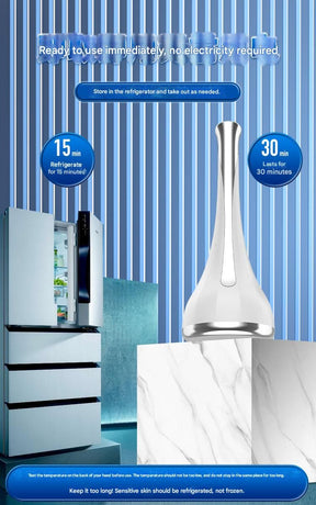 White Flat-Surface Ice  Cold Therapy Facial Tool - Mini Ice Hammer Cryo Stick for Pore Shrinking Skin Soothing Sunburn Relief - Reusable ABS+PC Cooling Massager