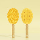 2-piece yellow Pet Durian Massage Grooming Brush - TPR Double-Sided Deshedding Comb for Cats Dogs - Gentle Pet SPA Grooming Tool