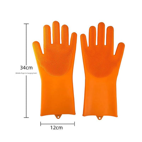 Orange Silicone Pet Bathing Gloves - Pink Double-Sided Design for Cats and Dogs - Gentle Massage, Easy Lather, Durable and Waterproof, Ideal for Pet Grooming and Home Use