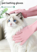 Purple Silicone Pet Bathing Gloves - Pink Double-Sided Design for Cats and Dogs - Gentle Massage, Easy Lather, Durable and Waterproof, Ideal for Pet Grooming and Home Use