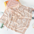 Coffee and white Women's 70cm Square Scarf - Bohemian Paisley & Vintage Print Collection - Lightweight Satin Feel, Versatile Neck Tie, Head Wrap, Bag Accent, Everyday Elegance, Gift Ready