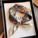Bohemian Blue Women's 70cm Square Scarf - Bohemian Paisley & Vintage Print Collection - Lightweight Satin Feel, Versatile Neck Tie, Head Wrap, Bag Accent, Everyday Elegance, Gift Ready