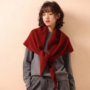 Off white Women's Wool Blend Triangle Shawl - 70x180cm Knitted Winter Wrap - Warm Thick Solid Colour Poncho Scarf, Versatile Neck and Shoulder Cover, Everyday Elegance, Gift Ready