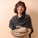 Pink Women's Wool Blend Triangle Shawl - 70x180cm Knitted Winter Wrap - Warm Thick Solid Colour Poncho Scarf, Versatile Neck and Shoulder Cover, Everyday Elegance, Gift Ready