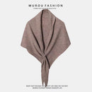 Oatmeal color Women's Wool Blend Triangle Shawl - 70x180cm Knitted Winter Wrap - Warm Thick Solid Colour Poncho Scarf, Versatile Neck and Shoulder Cover, Everyday Elegance, Gift Ready