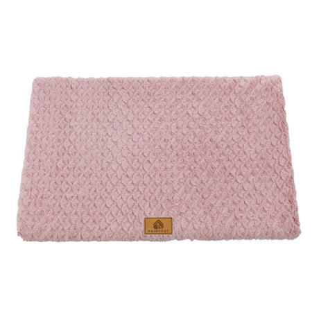 Pink L size Pet Dog Bed Mat - Plush Short Fur Cover with Wave Foam Padding - Washable Removable Cover, Non-Slip Base, Warm Winter Cushion for Dogs and Cats, Multiple Sizes