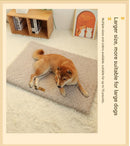 Pink L size Pet Dog Bed Mat - Plush Short Fur Cover with Wave Foam Padding - Washable Removable Cover, Non-Slip Base, Warm Winter Cushion for Dogs and Cats, Multiple Sizes