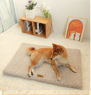 Coffee S size Pet Dog Bed Mat - Plush Short Fur Cover with Wave Foam Padding - Washable Removable Cover, Non-Slip Base, Warm Winter Cushion for Dogs and Cats, Multiple Sizes