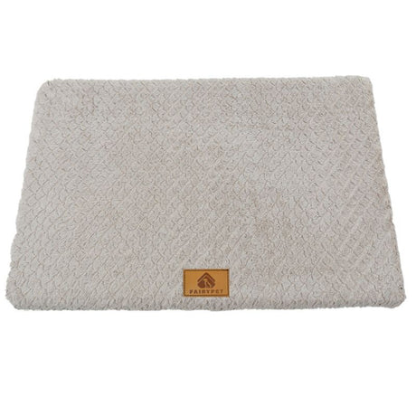 Silver-gray S size Pet Dog Bed Mat - Plush Short Fur Cover with Wave Foam Padding - Washable Removable Cover, Non-Slip Base, Warm Winter Cushion for Dogs and Cats, Multiple Sizes