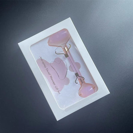 2-piece Pink Natural   Gua Sha Facial Tool - Hand-Polished Stone Massage Board for Face and Neck, Cooling Skincare Ritual, Easy Daily Use, Gift Ready