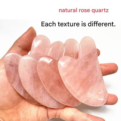 2-piece Pink Natural   Gua Sha Facial Tool - Hand-Polished Stone Massage Board for Face and Neck, Cooling Skincare Ritual, Easy Daily Use, Gift Ready