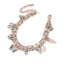 Silvery Butterfly Charm Layered Chain Bracelet - Gold and Silver Alloy Finish - Adjustable Double Strand Design, Lightweight Everyday Wear, Gift Ready，Gift Box Set