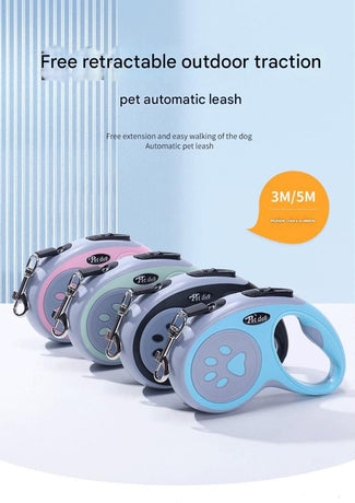Black Automatic Retractable Dog Leash - 3M Extendable Lead with One-Handed Brake Lock - ABS Casing, Ergonomic Grip, Tangle-Free Nylon Tape, Outdoor Walking Essential