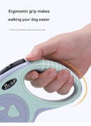 Green Automatic Retractable Dog Leash -  5M Extendable Lead with One-Handed Brake Lock - ABS Casing, Ergonomic Grip, Tangle-Free Nylon Tape, Outdoor Walking Essential