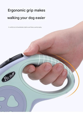 Green Automatic Retractable Dog Leash -  5M Extendable Lead with One-Handed Brake Lock - ABS Casing, Ergonomic Grip, Tangle-Free Nylon Tape, Outdoor Walking Essential