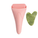2-piece Pink Face Ice Roller with Gel Cooling Head and Gua Sha Board- Reusable PP and Gel Cold Massage Tool for De-Puffing, Soothing, and Refreshing Skin, Easy to Freeze, Comfortable Grip, Daily Skincare Essential