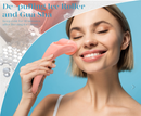 2-piece Light Pink Face Ice Roller with Gel Cooling Head and Gua Sha Board- Reusable PP and Gel Cold Massage Tool for De-Puffing, Soothing, and Refreshing Skin, Easy to Freeze, Comfortable Grip, Daily Skincare Essential