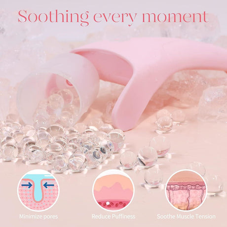 2-piece Light Blue Face Ice Roller with Gel Cooling Head and Gua Sha Board- Reusable PP and Gel Cold Massage Tool for De-Puffing, Soothing, and Refreshing Skin, Easy to Freeze, Comfortable Grip, Daily Skincare Essential