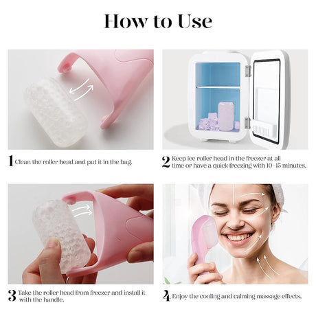 Light Blue Face Ice Roller with Gel Cooling Head- Reusable PP and Gel Cold Massage Tool for De-Puffing, Soothing, and Refreshing Skin, Easy to Freeze, Comfortable Grip, Daily Skincare Essential