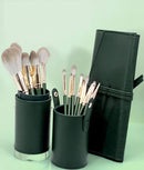 14-Piece Green  storage bucketSynthetic Fibre Makeup Brush Set - Soft Bristles, Long Handles, Complete Face and Eye Kit, Beginner Friendly Beauty Tools for Foundation, Blush, and Eyeshadow Application