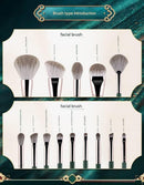 14-Piece Green  storage bucketSynthetic Fibre Makeup Brush Set - Soft Bristles, Long Handles, Complete Face and Eye Kit, Beginner Friendly Beauty Tools for Foundation, Blush, and Eyeshadow Application