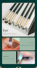 14-Piece Green  storage bucketSynthetic Fibre Makeup Brush Set - Soft Bristles, Long Handles, Complete Face and Eye Kit, Beginner Friendly Beauty Tools for Foundation, Blush, and Eyeshadow Application
