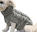 Grey M size Cosy Cable Knit Dog Jumper -  Warm Winter Pet Clothing, Soft High Neck Design, Small to Medium Dogs, Easy Wear Pullover Style, Ideal for Chilly Evenings and Outdoor Walks