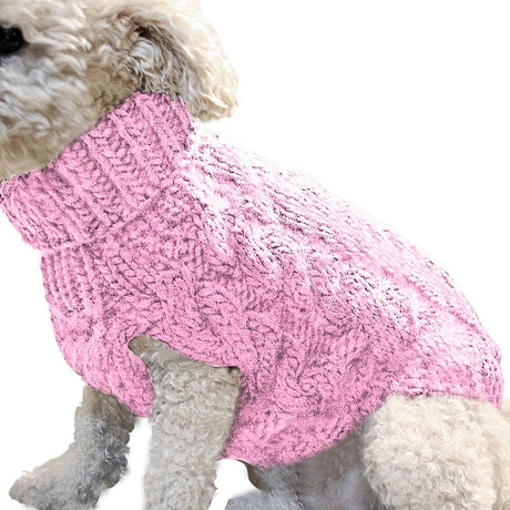 Pink XL size Cosy Cable Knit Dog Jumper -  Warm Winter Pet Clothing, Soft High Neck Design, Small to Medium Dogs, Easy Wear Pullover Style, Ideal for Chilly Evenings and Outdoor Walks