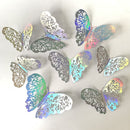 3D Butterfly Wall Stickers - Iridescent Silver Paper - 72pcs Set, Hollow Cut Design, Removable Decor for Home, Party, Wedding, Kids Room, Easy Peel and Stick-Style A