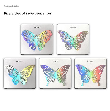 3D Butterfly Wall Stickers - Iridescent Silver Paper - 72pcs Set, Hollow Cut Design, Removable Decor for Home, Party, Wedding, Kids Room, Easy Peel and Stick-Style A