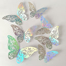 3D Butterfly Wall Stickers - Iridescent Silver Paper - 72pcs Set, Hollow Cut Design, Removable Decor for Home, Party, Wedding, Kids Room, Easy Peel and Stick-Style B