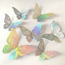 3D Butterfly Wall Stickers - Iridescent Silver Paper - 72pcs Set, Hollow Cut Design, Removable Decor for Home, Party, Wedding, Kids Room, Easy Peel and Stick-Style C