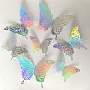 3D Butterfly Wall Stickers - Iridescent Silver Paper - 72pcs Set, Hollow Cut Design, Removable Decor for Home, Party, Wedding, Kids Room, Easy Peel and Stick-Style D