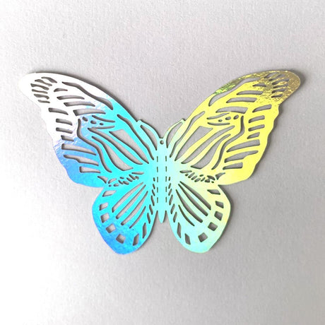 3D Butterfly Wall Stickers - Iridescent Silver Paper - 72pcs Set, Hollow Cut Design, Removable Decor for Home, Party, Wedding, Kids Room, Easy Peel and Stick-Style D