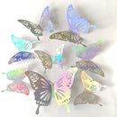 3D Butterfly Wall Stickers - Iridescent Silver Paper - 72pcs Set, Hollow Cut Design, Removable Decor for Home, Party, Wedding, Kids Room, Easy Peel and Stick-Style E
