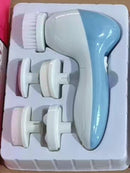 Blue 5-in-1 Electric Facial Cleansing Brush - Rotating Face Scrubber with 5 Interchangeable Heads for Deep Pore Cleaning, Exfoliating & Massaging - Battery Operated (2 x AA, Not Included)