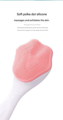 Pink Silicone Cat Paw Face Brush - Long Handle Manual Facial Cleanser for Deep Pore Cleaning, Exfoliating & Massaging - Soft Bristles for Blackhead Removal, Gentle on Skin, Travel Friendly