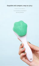 Green Silicone Cat Paw Face Brush - Long Handle Manual Facial Cleanser for Deep Pore Cleaning, Exfoliating & Massaging - Soft Bristles for Blackhead Removal, Gentle on Skin, Travel Friendly