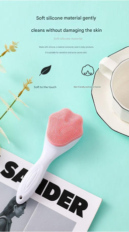 Blue Silicone Cat Paw Face Brush - Long Handle Manual Facial Cleanser for Deep Pore Cleaning, Exfoliating & Massaging - Soft Bristles for Blackhead Removal, Gentle on Skin, Travel Friendly