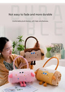Brown 80*100cm Cartoon Hand-Carry Roll-Up Blanket - Plush Flannel Nap Blanket with Pillow Function, Portable Office & Travel Throw for Home, Car, and Sofa Use - Soft, Machine Washable, Multi-Scene Use
