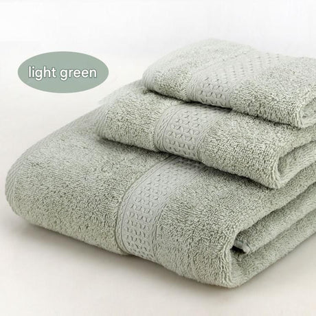 3-Piece Light Green Towel Set - Soft Absorbent Bath, Hand & Face Towels with Jacquard Weave, Gift Set for Home, Hotel, or Gifting - Durable, Low-Lint, Machine Washable