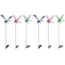 6-piece Blue and Red and Green 3D Dragonfly Clip  - Adjustable Wings, Multi-Colour PVC Garden Decor for Outdoor Camping, Fishing & Home Use