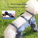 Grey M size Pet Waterproof Full-Body Dust-Proof Pants with Belly Coverage - Adjustable Straps, 4-Leg Protection for Small Dogs, Easy Clean Outdoor Wear