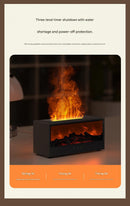 Black casing 3D Flame Effect Aroma Diffuser and Humidifier - Desktop Fireplace Design with Realistic LED Fire, 7-Color Mood Lighting, and Silent Ultrasonic Mist - Ideal for Bedroom, Living Room, Office, and Yoga Spaces - Includes Timer and Auto Shut-Off