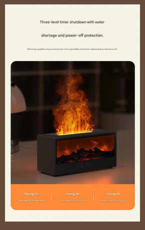 White casing 3D Flame Effect Aroma Diffuser and Humidifier - Desktop Fireplace Design with Realistic LED Fire, 7-Color Mood Lighting, and Silent Ultrasonic Mist - Ideal for Bedroom, Living Room, Office, and Yoga Spaces - Includes Timer and Auto Shut-Off